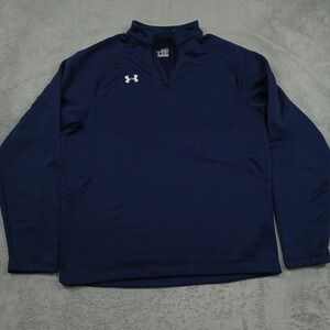 Under Armour Sweater Mens Medium Blue 1/4 Zip Pullover Fleece Casual‎